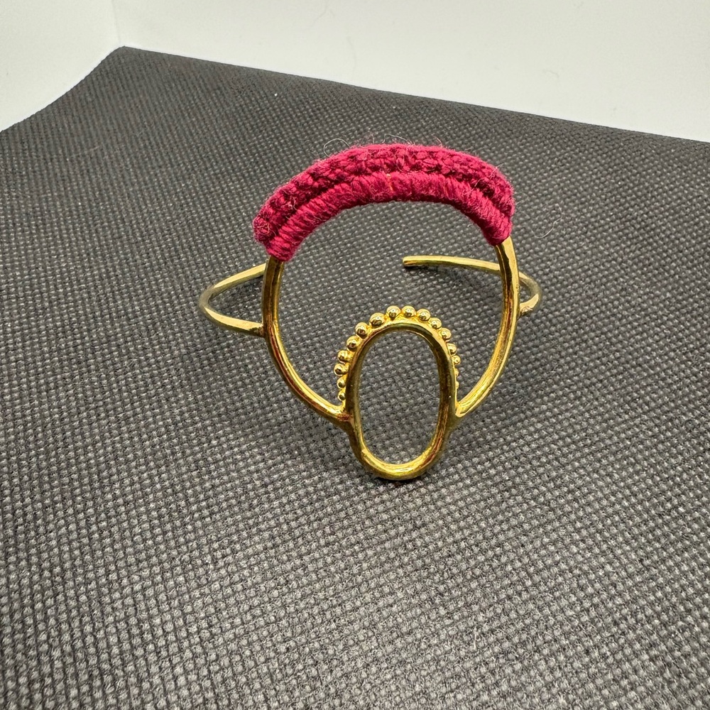 Twyla Dill Burgundy Hand Cast Lace and Gold Plated Cuff Bracelet